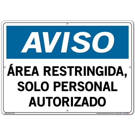 Vestil Aluminum Sign, 14-1/2" Height, 20-1/2" Width, Aluminum, Rectangle, Spanish SI-N-38-E-AL-040-S